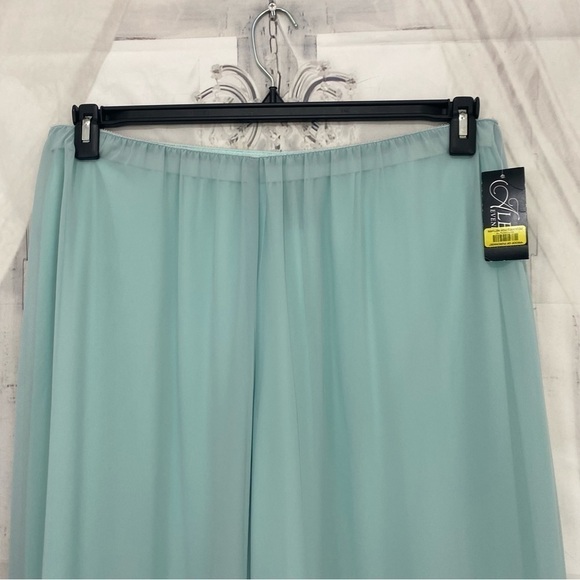 Alex Evenings Size 1X Plus Mint Green Chiffon Overlay Wide Leg Pants Formal NWT - Picture 3 of 9